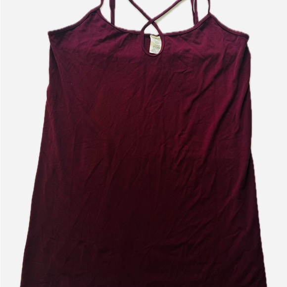 C’est Moi Naturals Bamboo Long Camisole Top Burgundy Cross Strap OS (medium) - Picture 1 of 5
